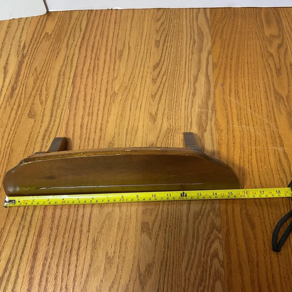 Vintage Wood Wall Shelf, 18 Inch Brown Display Ledge with Curved Brackets